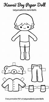 Doll Paper Boy Printable Coloring Dolls Template Kawaii Choose Board Fun sketch template