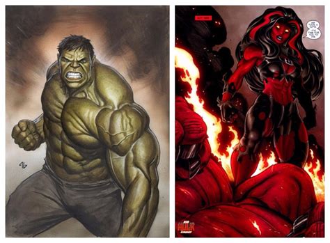 hulk and red she hulk vs thor and she thor battles comic vine