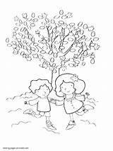 Coloring Spring Pages Tree Blossom Seasons Children Printable Colouring sketch template