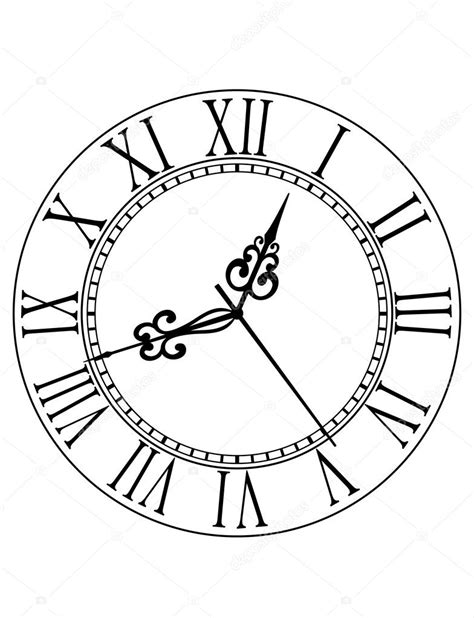 Old Clock Face With Roman Numerals — Stock Vector
