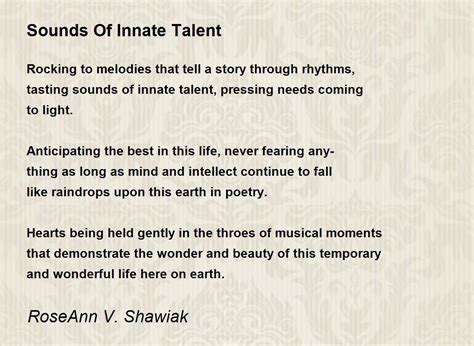 sounds of innate talent poem by roseann v shawiak poem hunter
