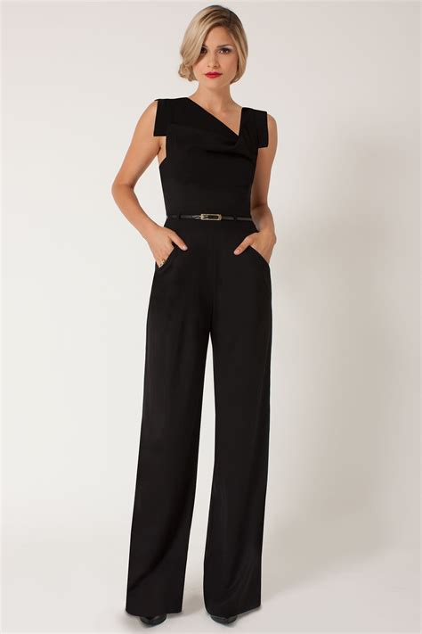 womens black one piece fitted jumpsuit breeze clothing
