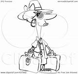 Tourist Luggage Cartoon Outline Carrying Female Clip Toonaday Royalty Illustration Rf 2021 sketch template