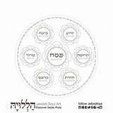 Seder Plate Pesach Passover Coloring Printable Instant Il sketch template