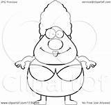 Swimmer Clipart Granny Pudgy Cartoon Outlined Coloring Vector Cory Thoman Royalty sketch template
