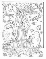 Coloring Pages Halloween Magic Magical Witches Witch Bats Cats Adult Coloriage Fairy Printable Digital Magique Para Digi Stamp Etsy Colorear sketch template