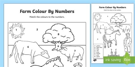 farm colour  numbers colouring colouring activities count