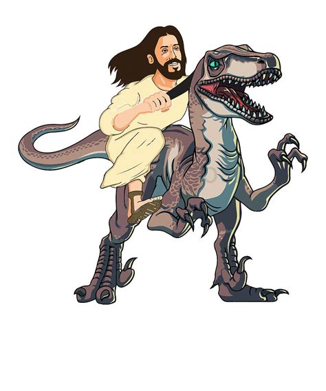 jesus riding dinosaur funny dino  jesus lover mixed media  norman