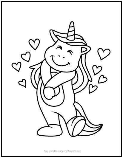 unicorn  love coloring page print