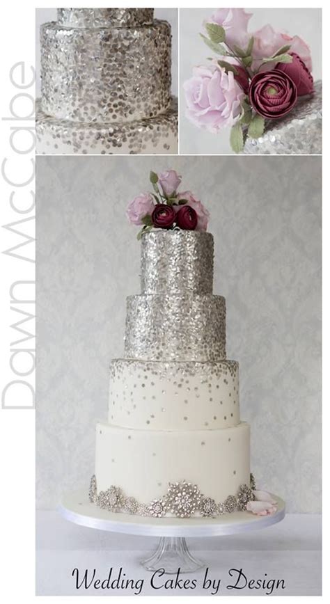 silver sequin cake glitter wedding cake sparkly wedding cakes