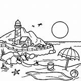 Plage Colorier Soleil Coloriage Dessin Vacances Jeux sketch template