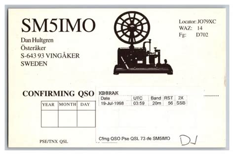 Postcard Qsl Cb Ham Radio Amateur Card From Vingaker Sweden Sm5imo 2