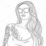 Coloring Pages Girl Beautiful Girls Vector Two Stock Andrey1005 Depositphotos sketch template