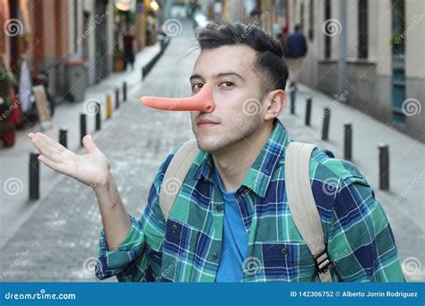 man    long nose stock photo image  apologetic