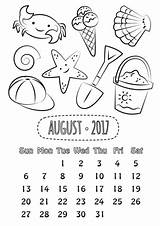 Calendar August Coloring Printable Pages Styles Categories sketch template