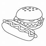 Coloring Hot Hamburger Dog Kids Sheet sketch template