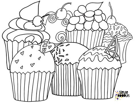 cupcake coloring pages stevie doodles  printable coloring