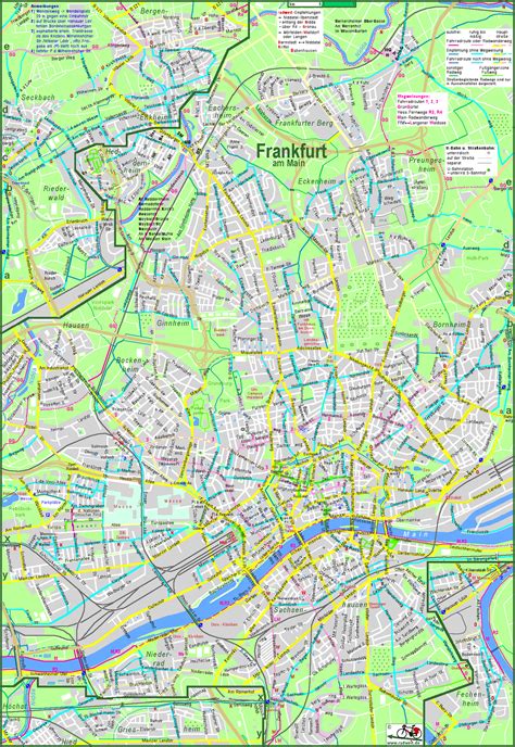 radweit frankfurtmain stadtplan mit fahrradrouten und einbahnstrassen