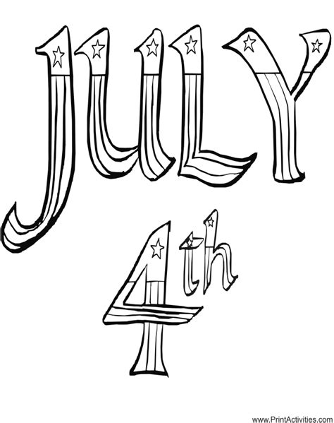 july  coloring page july  written  patriotic style july
