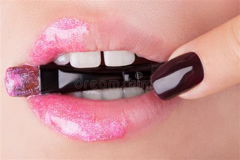 lips  pink glitter stock image image  pink creativity