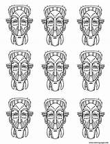 Coloring Masks Africa Pages Adult Identicals African Adults Printable Color Coloriage Masques Africains Print sketch template