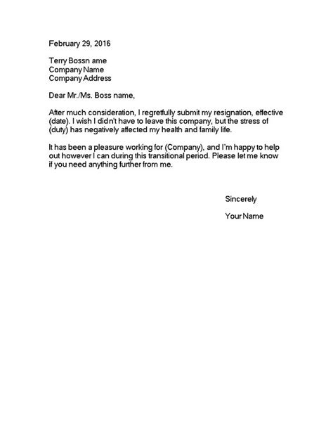 resignation letter due  anxiety ideas