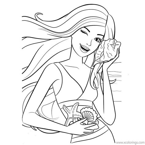 barbie mermaid coloring pages merliah  seashells xcoloringscom