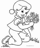 Coloring Pages Spring Flower Flowers Print Printable Color Sheets Girl Fun Kids Picking Children Colouring Clipart Drawings Printing Dementia Animal sketch template