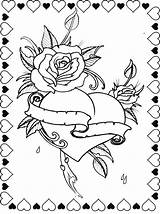 Coloring Roses Hearts Pages Designs Beautiful Heart Rose Choose Board sketch template