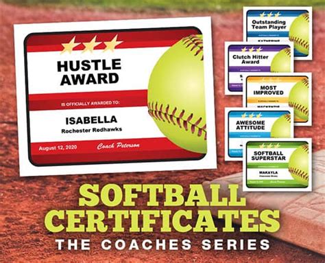 editable softball certificates    home run   team