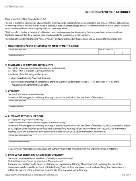 Power Of Attorney Bc Form Fill Out And Sign Online Dochub