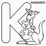 Huruf Mewarnai Untuk Kangaroo sketch template
