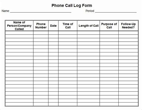 phone call log template   templates phone call words
