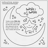 Twinkle Star Little Colouring Pages Nursery Rhymes Song Coloring Rhyme Preschool Book Stars Kids Lyrics Made Mama Baba Baby Shower sketch template