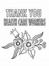 Thank Coloring Printable Workers Cards Card Care Health Print Ewe sketch template