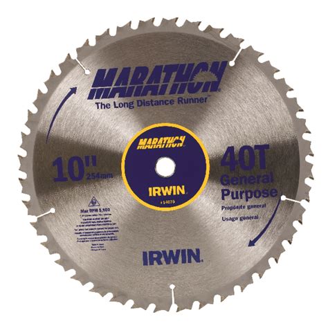 Irwin Marathon 10 In Dia X 5 8 In Carbide Miter And Table Saw Blade