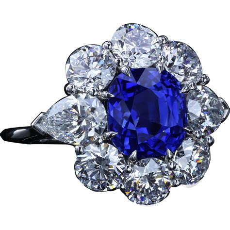 4 90 carat unheated kashmir sapphire and diamond ring leon mege rubylux