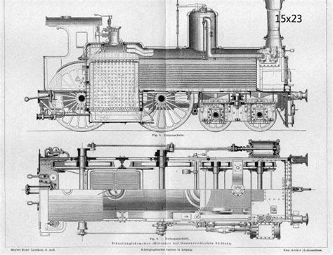 vintage train locomotive railroad steam blueprint print  poster print repro house