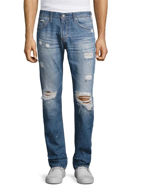 ag jeans denim tellis slim fit distressed jeans  washed blue blue  men lyst