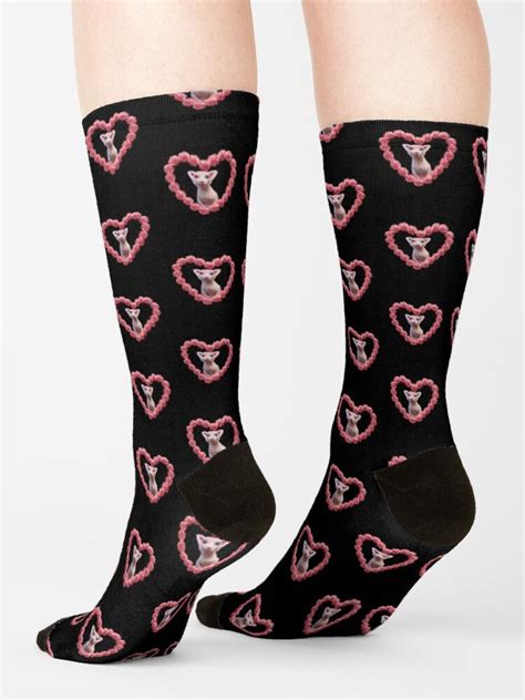 Bingus Sphynx Pink Heart Roses Socks By Cannevas Redbubble Pastel