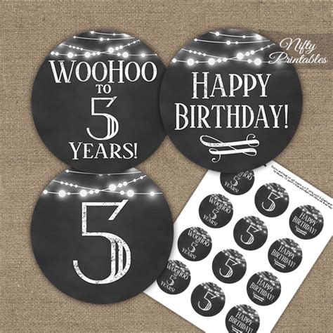 birthday cupcake toppers chalkboard lights nifty printables