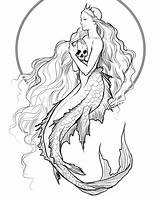 Sirens Mermaid Drawings Siren Drawing Sketch Sketches Mermaids Skull Tattoo Tattoos Sea Cool Temptation Fantasy Dark Mermen Character Instagram sketch template