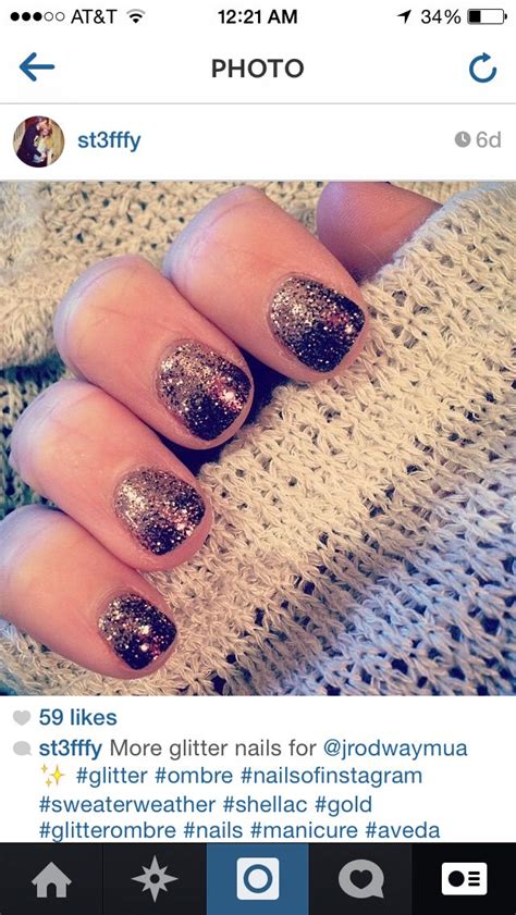 Brown Fall Glitter Ombre Shellac Manicure Nails Shellac Manicure