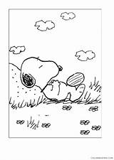 Snoopy Coloring4free Coloring Pages Printable Cartoons Charlie Sleeping Brown sketch template
