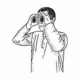 Binoculars Fernglas Igenom Tittar Mensch Handgezeichnetes Imitat Skizziert Blickt Vektorillustration Skissar Vektorbilder Lizenzfreie sketch template