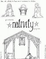 Nativity Coloring Printable Pages Scene Manger Christmas Story Jesus Simple Preschool Children Craft Drawing Kids Stable Crafts Playset Clipart Colouring sketch template