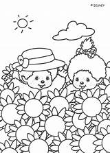 Monchhichi Coloring Pages Monchichi Sunflowers Friends Book Hellokids Flower Printable Drawing Coloriage Kiki Sunflower Kleurplaat Print Color Choose Board Sonnenblumen sketch template