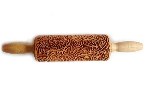 small rolling pin paisley laser engraved rolling pin