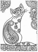 Coloring Cat Pages Adult Adults Mandala Cats Colouring Color Easy Sheets Dog Dogs Zentangle Cute Drawing Printable Funny Blank Shepherd sketch template