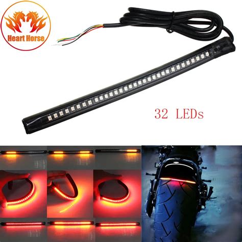 universal flexible led motorcycle light strip tail brake stop turn signal light license plate